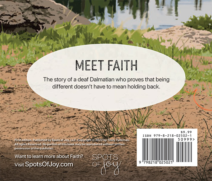 Back Cover of Meet Faith - The Story of a Deaf Dalmatian