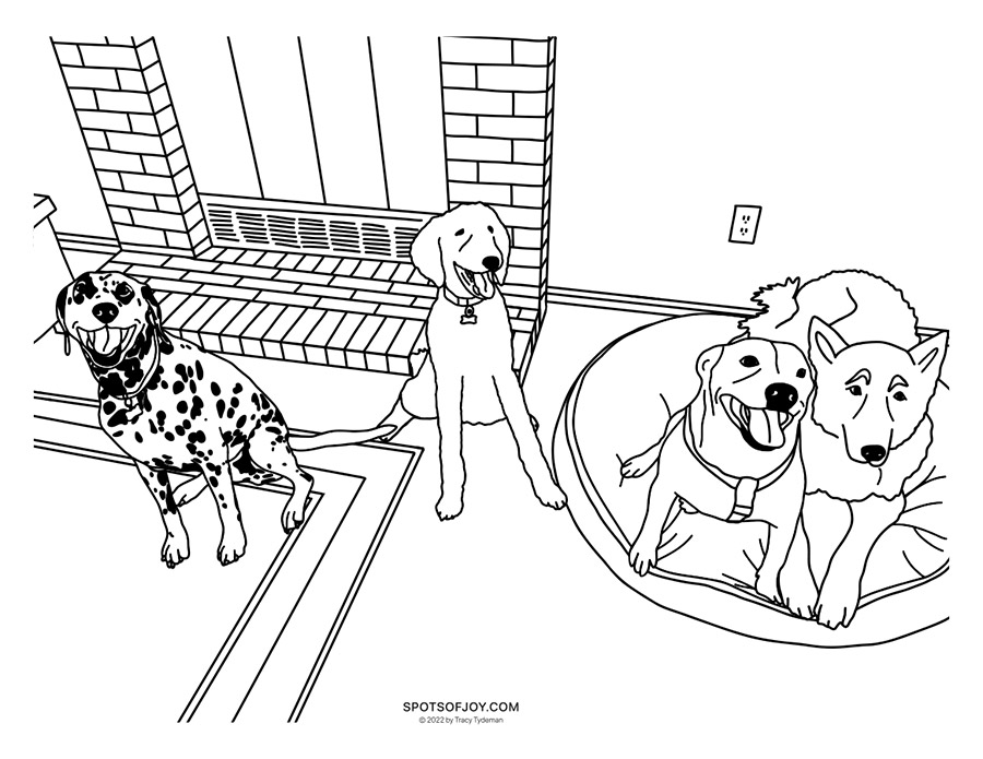 Faith the Dalmatian with Friends Coloring Sheet