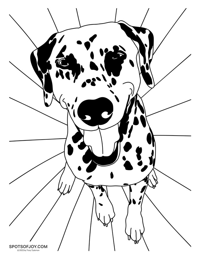Faith the Dalmatian Smiling Coloring Sheet