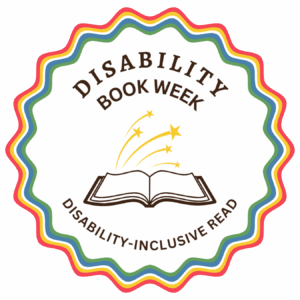 Disability Book Week badge with icon of an open book with stars coming out of it. Includes "Disability-Inclusive Read" text.